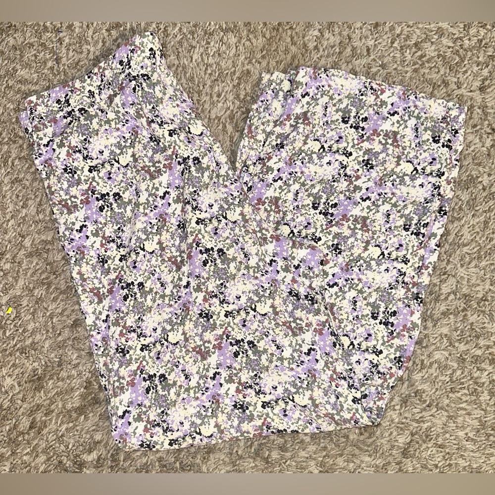 Floral Print Pants Wide Leg